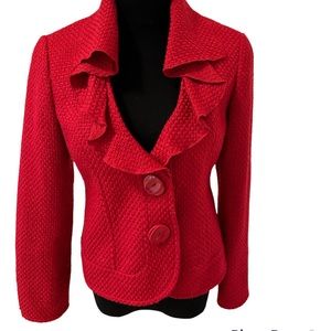 Cato, double button cropped blazer with ruffle accent, 8